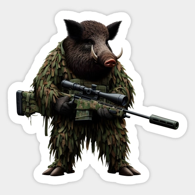 Sniper Wild Boar Sticker by Rawlifegraphic